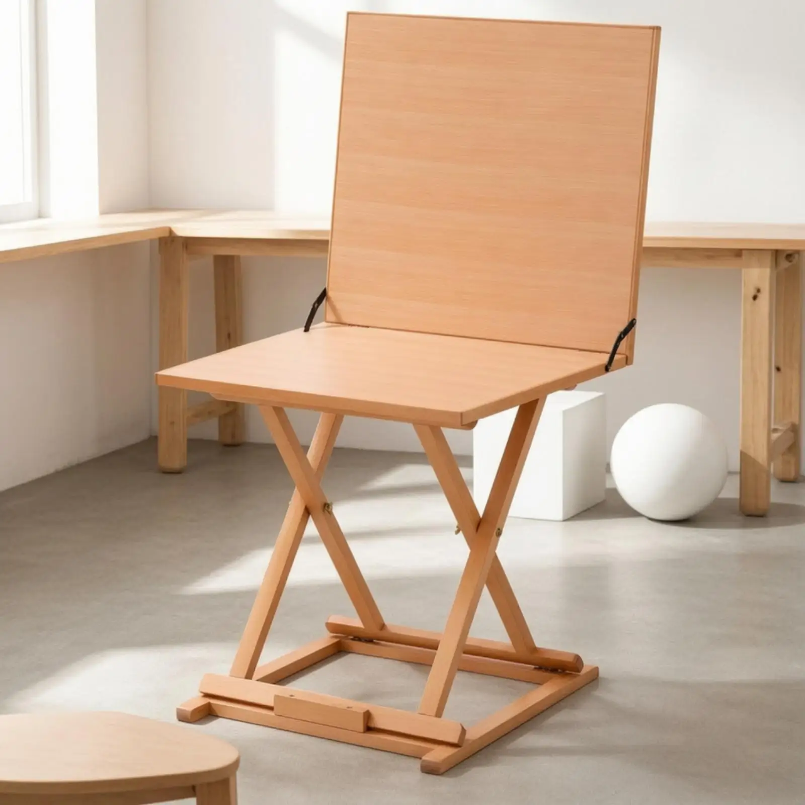 Beechwood Folding Art Table Stand for Drawing Still Life Display Sketch Desk with Metal Hinges