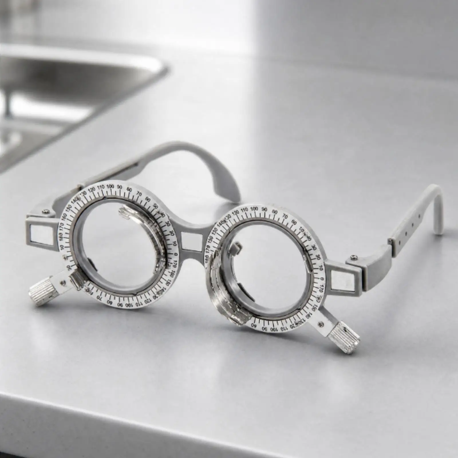 Lightweight Adjustable Trial Frame for Optometrist Use Durable Nylon Silicone Construction with Graduated Rim Marks for Accurate