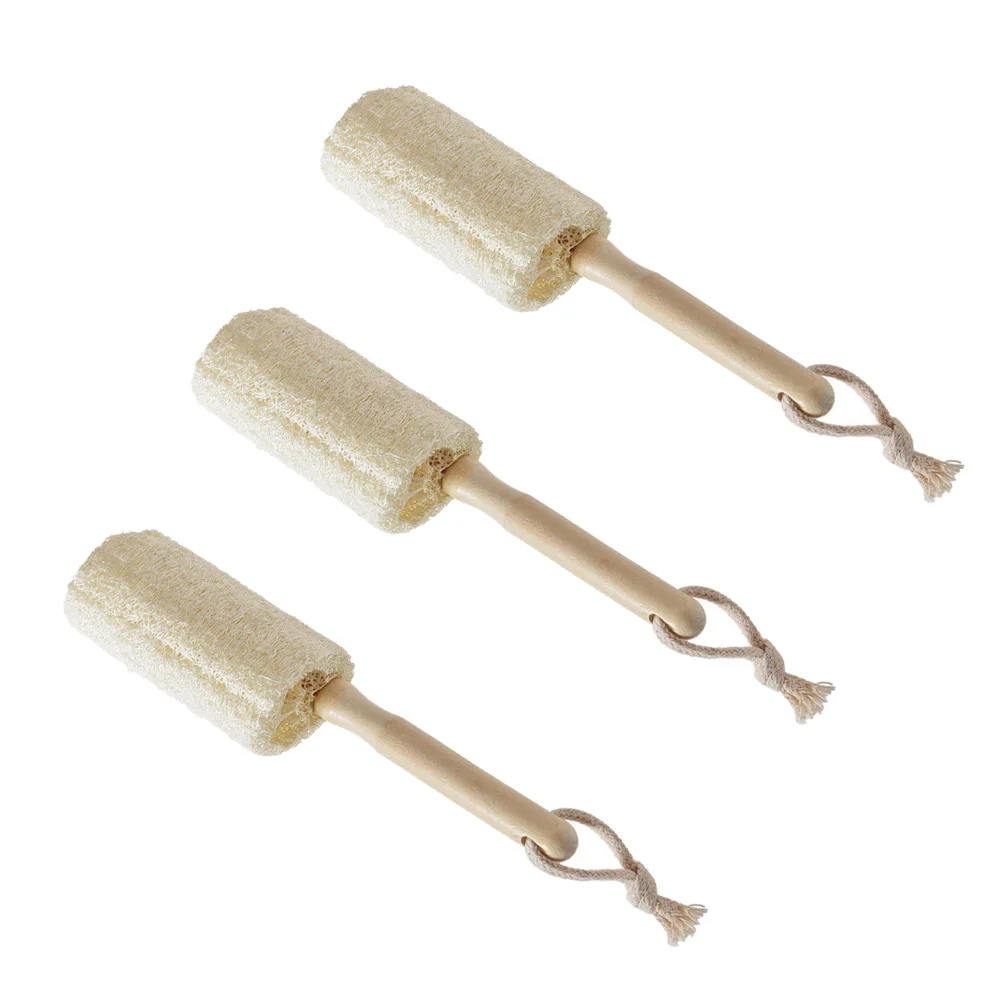 

3pcs Wooden Handle Loofah Cleaning Brushes for Cup Mug Bottle Long Cleaner Beaker Durable Quality Practical Storage
