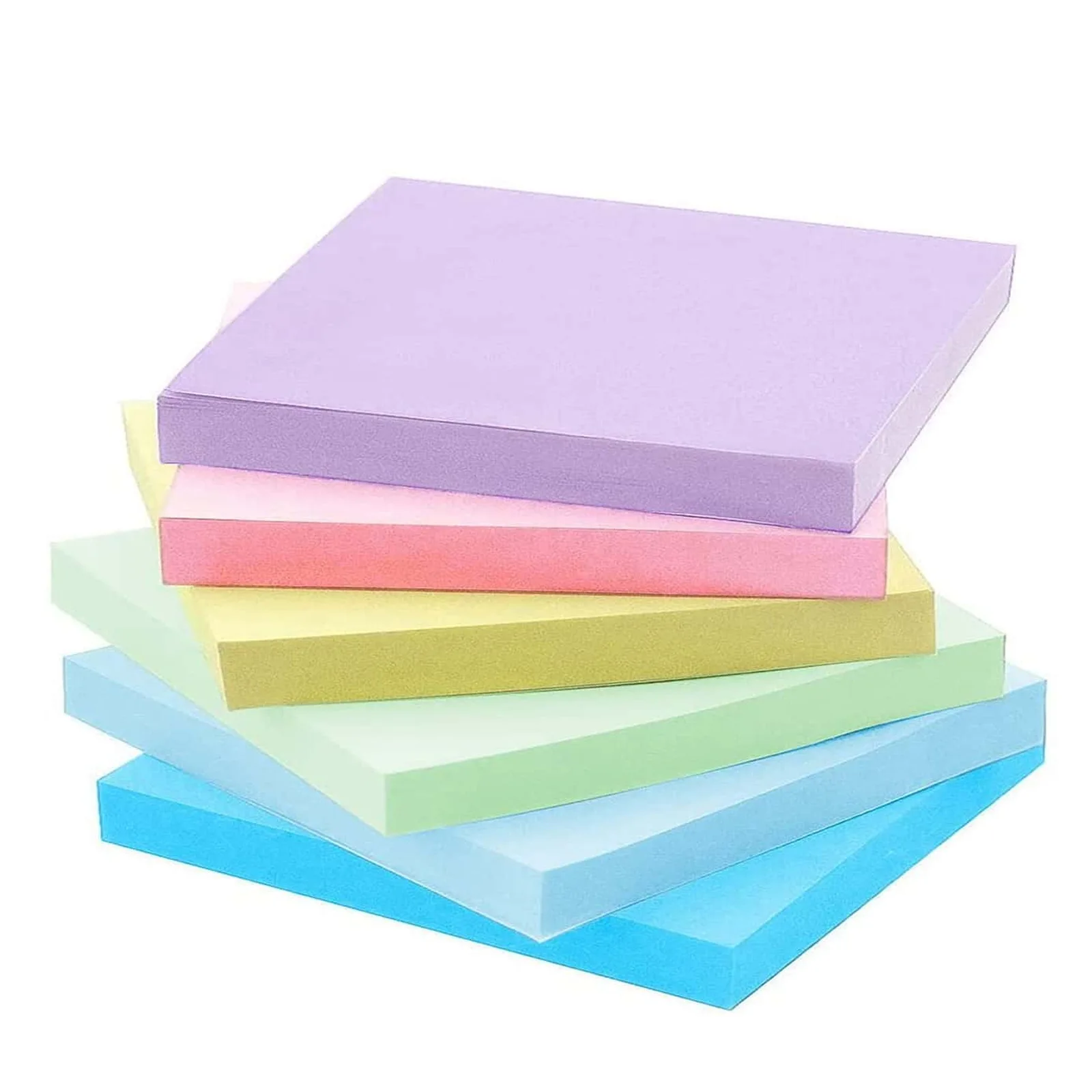 Bloco de notas pegajoso cor fluorescente, 6 pcs, 3x 3 polegadas, adesivos, planejador, bloco de notas, material escolar e de escritório