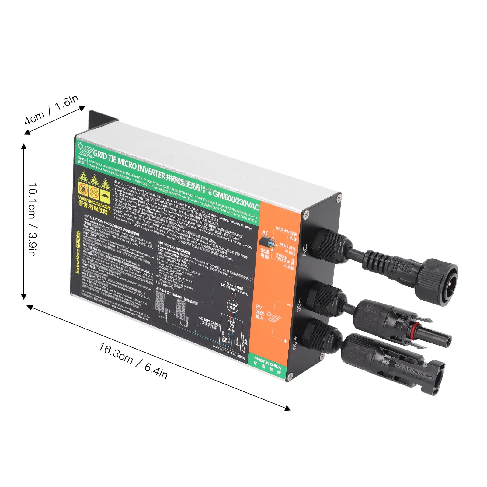 600W Solar Grid Tie Inverter High Conversion Rate MPPT Pure Sine  IP55 Waterproof 230V Solar  Inverter Solar Inverter