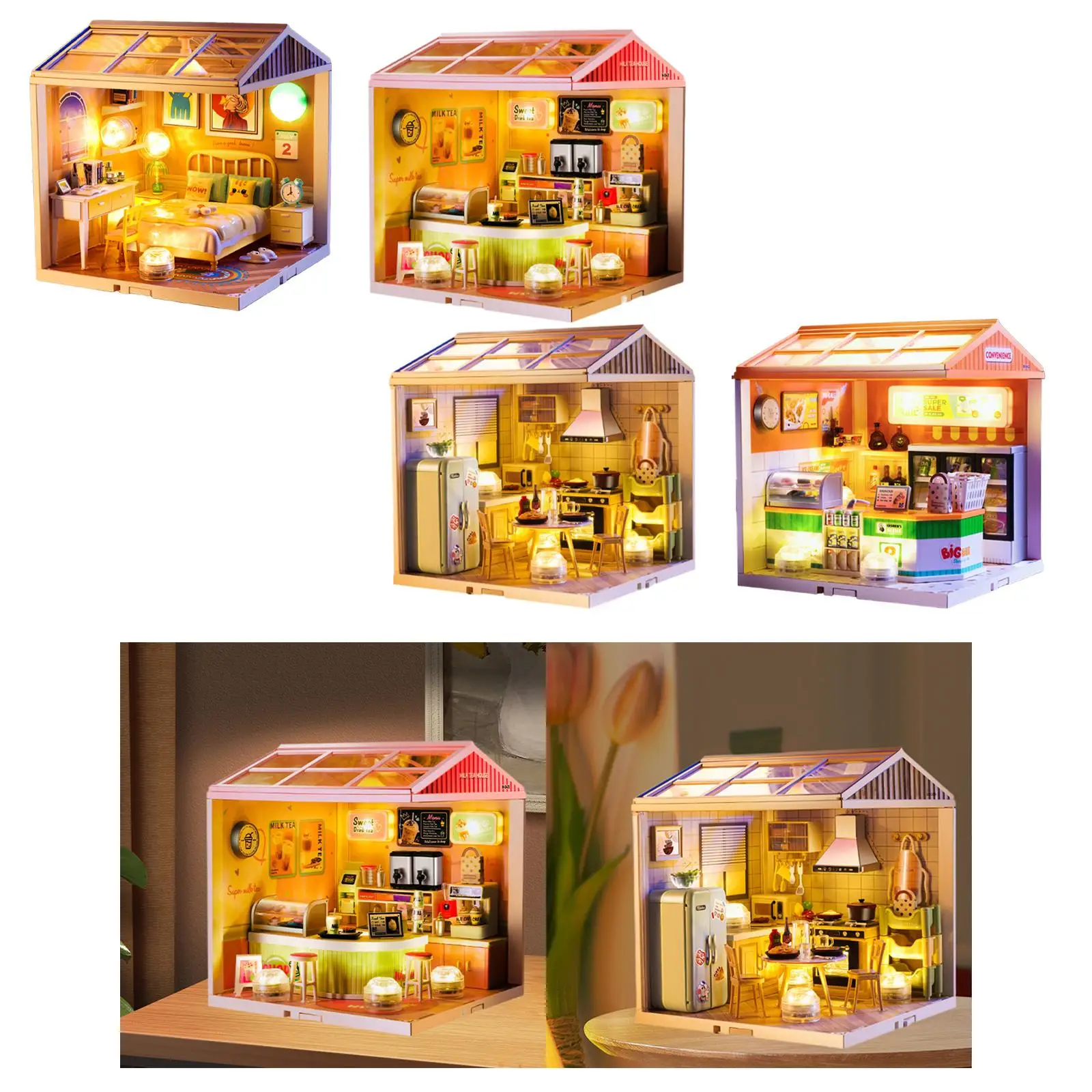 

Miniature Dollhouse Kit Decoration Educational Toy for Family Kids Teens