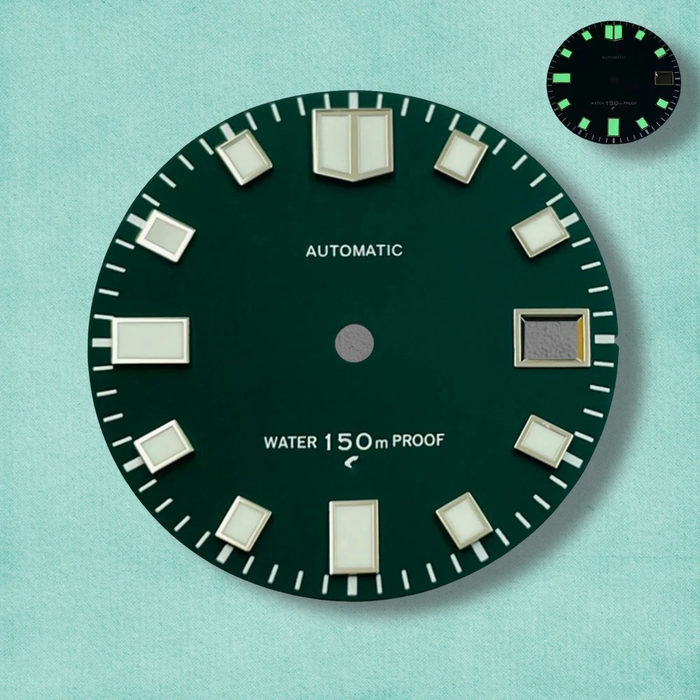 

28.5mm S Logo Matte Dial Fit NH35/NH36/4R/7S Japanese Movement Green Luminous Diving High-Quality Watch Modification Accessories
