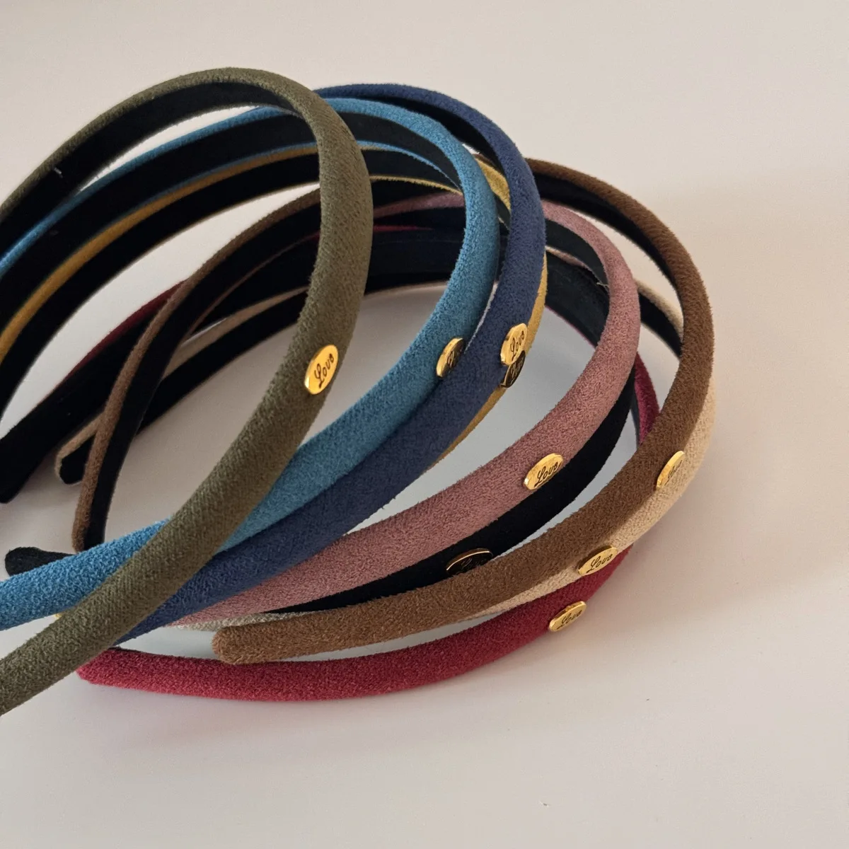 1Pcs Samt Textur Feine Haar Hoop Multi Farbe Einfache Liebe Logo Haar Hoop frauen Täglich Vielseitige Kopfbedeckung haar Bands – Detail 13