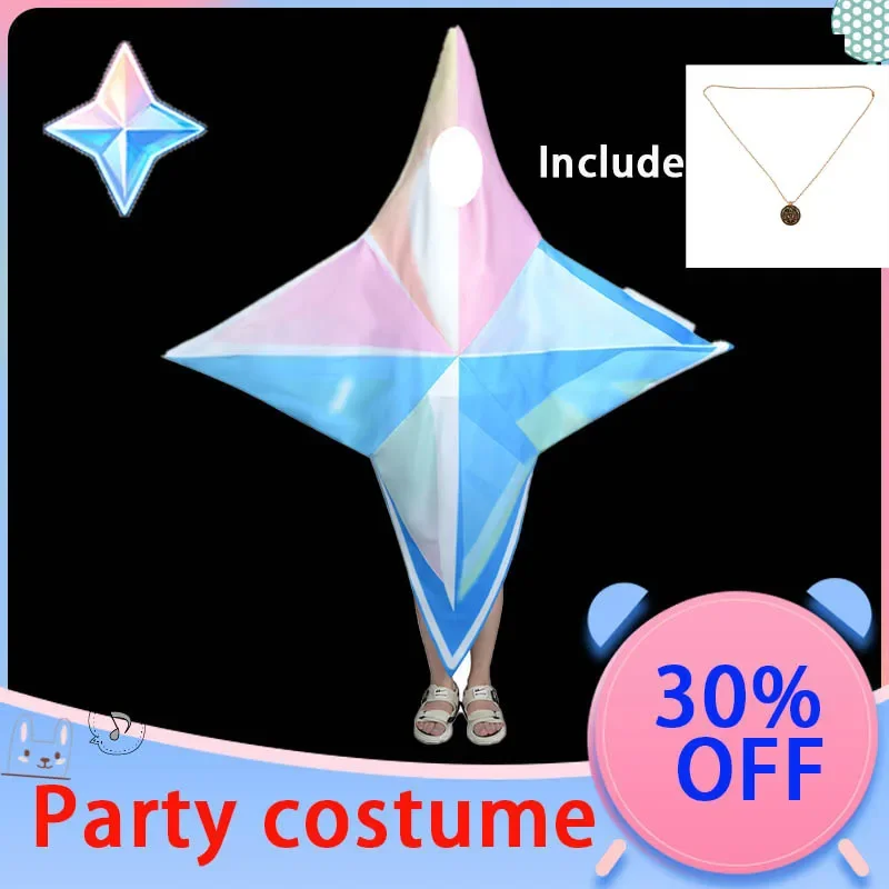 Genshin تأثير لعبة Primogems تأثيري حلي وتتسابق قلادة الخماسي العملاق هالوين ملابس للحفلات فستان حفلة تنكرية Rolecos