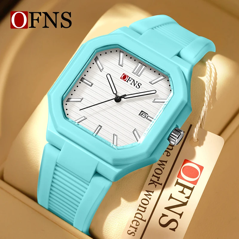 OFNS Fashion Trend Quartz Watch for Men and Women 3ATM Waterproof Luminous Silicone Strap Comfortable Student Sports Watch