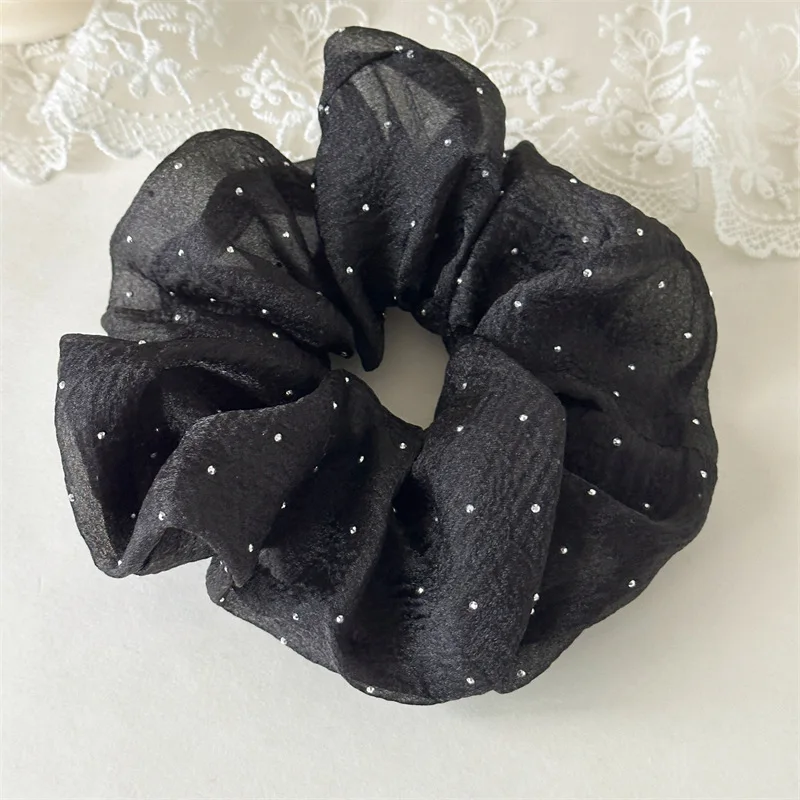 Mode Strass Mesh Haarband Chiffon Scrunchies Frauen Koreanische Seide Elastische Haar Krawatte Pferdeschwanz Halter Headwear Haar Zubehör – Detail 4