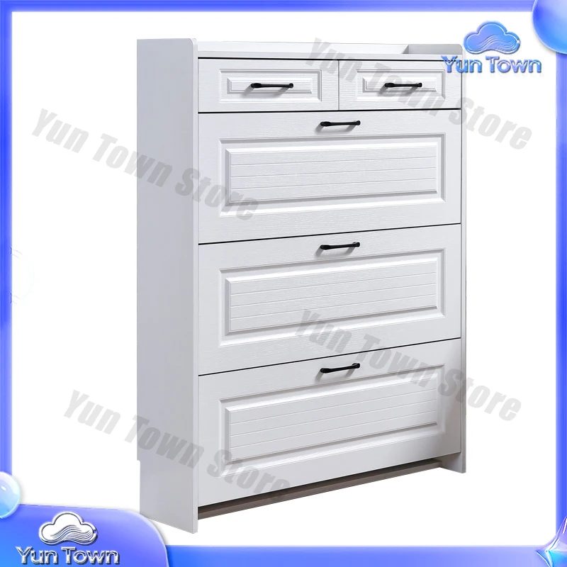 White Modern Wood 50 Pairs Shoe Cabinet Storage Organizer Home 3-Tier Shoe Racks