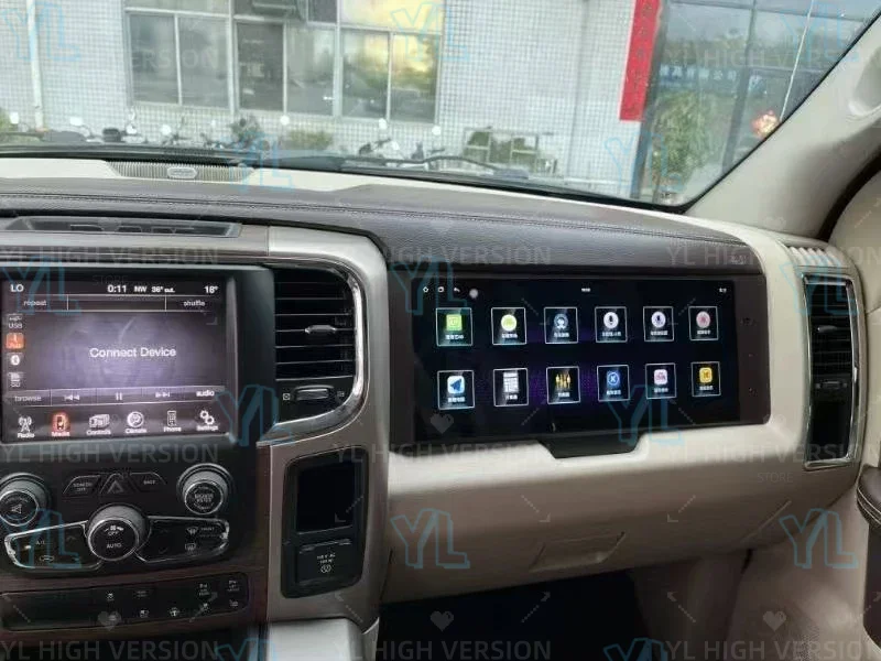 وحدة رأس CarPlay لاسلكية تعمل باللمس مقاس 17 بوصة تعمل بنظام أندرويد لسيارة دودج رام 1500 2014-2018 - ترقية ترفيهية بلوتوث مساعد الطيار
