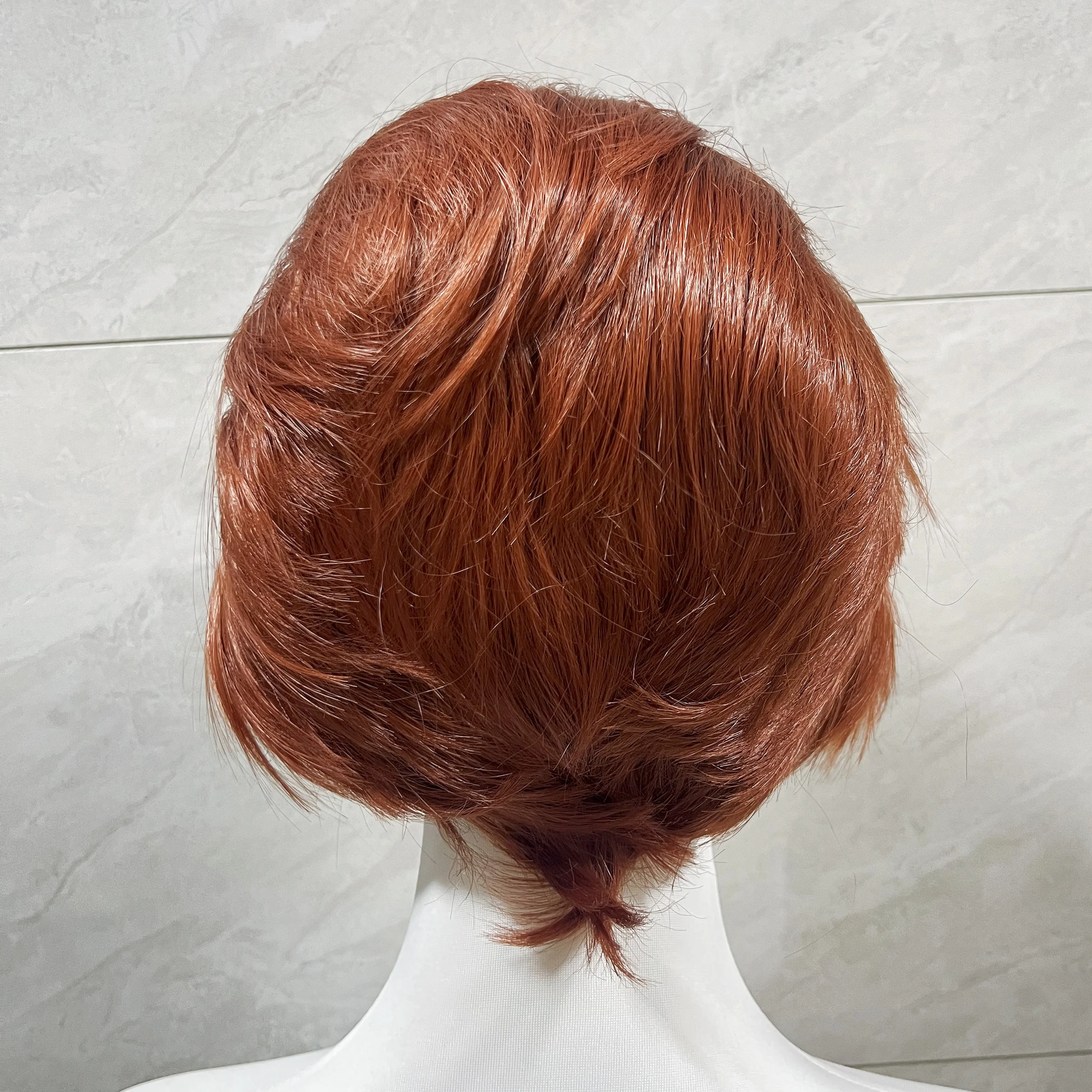 Ingwer Orange Perücke 13*4 Spitze Vorne Perücke für Männer Kurze Gerade Synthetische Hand-haken Spitze Frontal Heiße beständig Faser Cosplay Perücke