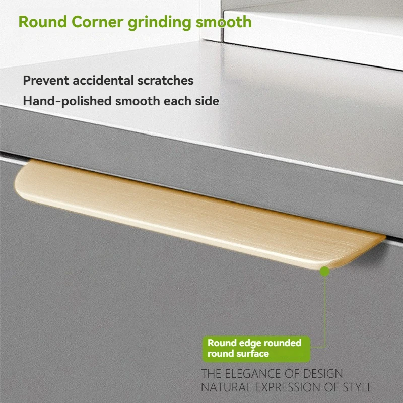 Hidden Cabinet Handles Aluminum Alloy 80-1200mm Modern Curved Edge Drawer Pulls Black Kitchen Wardrobe Furniture Hardware