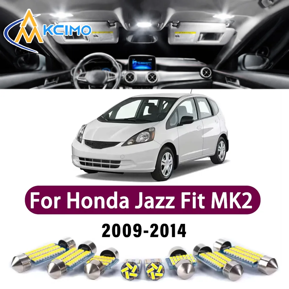 Error Free LED Interior Light Kit for Honda Jazz Fit MK2 II 2009-2014 Premium Bright Dome Trunk Mirror Reading Lamps Canbus