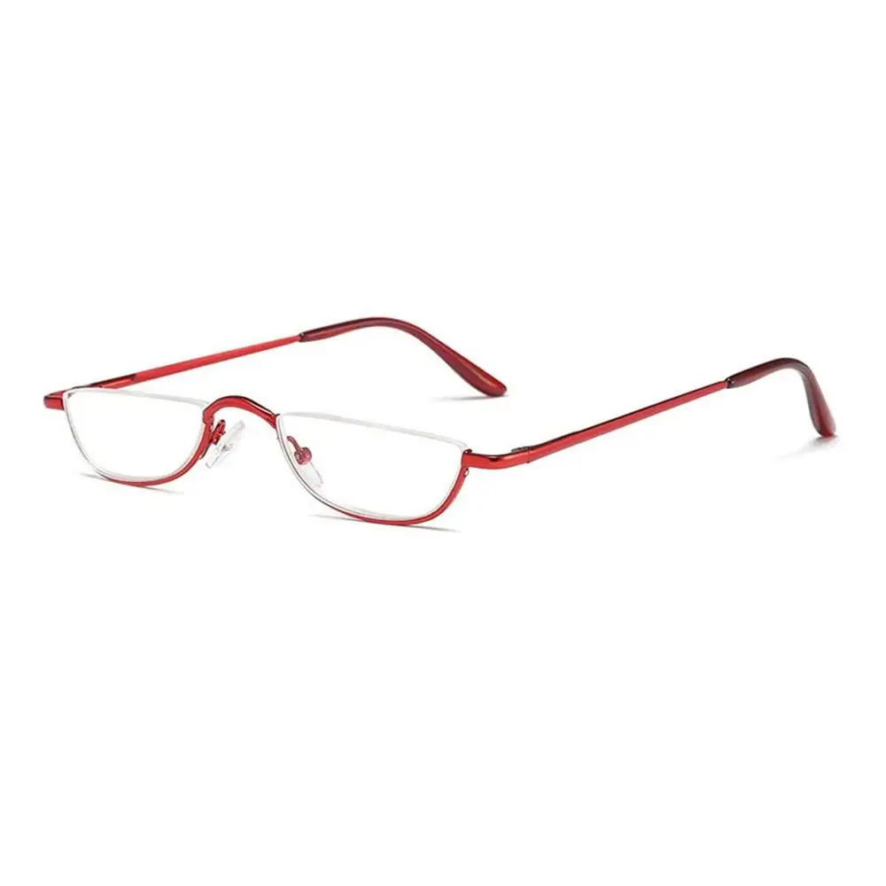 Nueva moda bisagra de primavera medio marco resina ultraligera + 1,00 ~ + 4,0 dioptrías gafas de lectura de media luna gafas de lectura