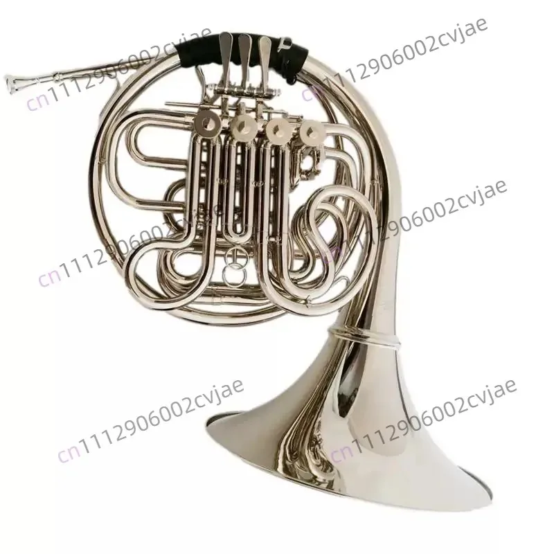 Brass four-key double-row horn musical instrument split horn drop B/F tone nickel-plated horn beginner band