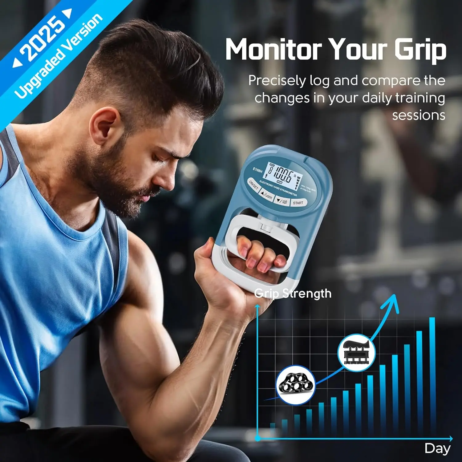 Grip Strength Tester Hand Dynamometer - Grip Strength Trainer Electronic Hand Gripper Strengthener Wrist Exerciser Meter Digital