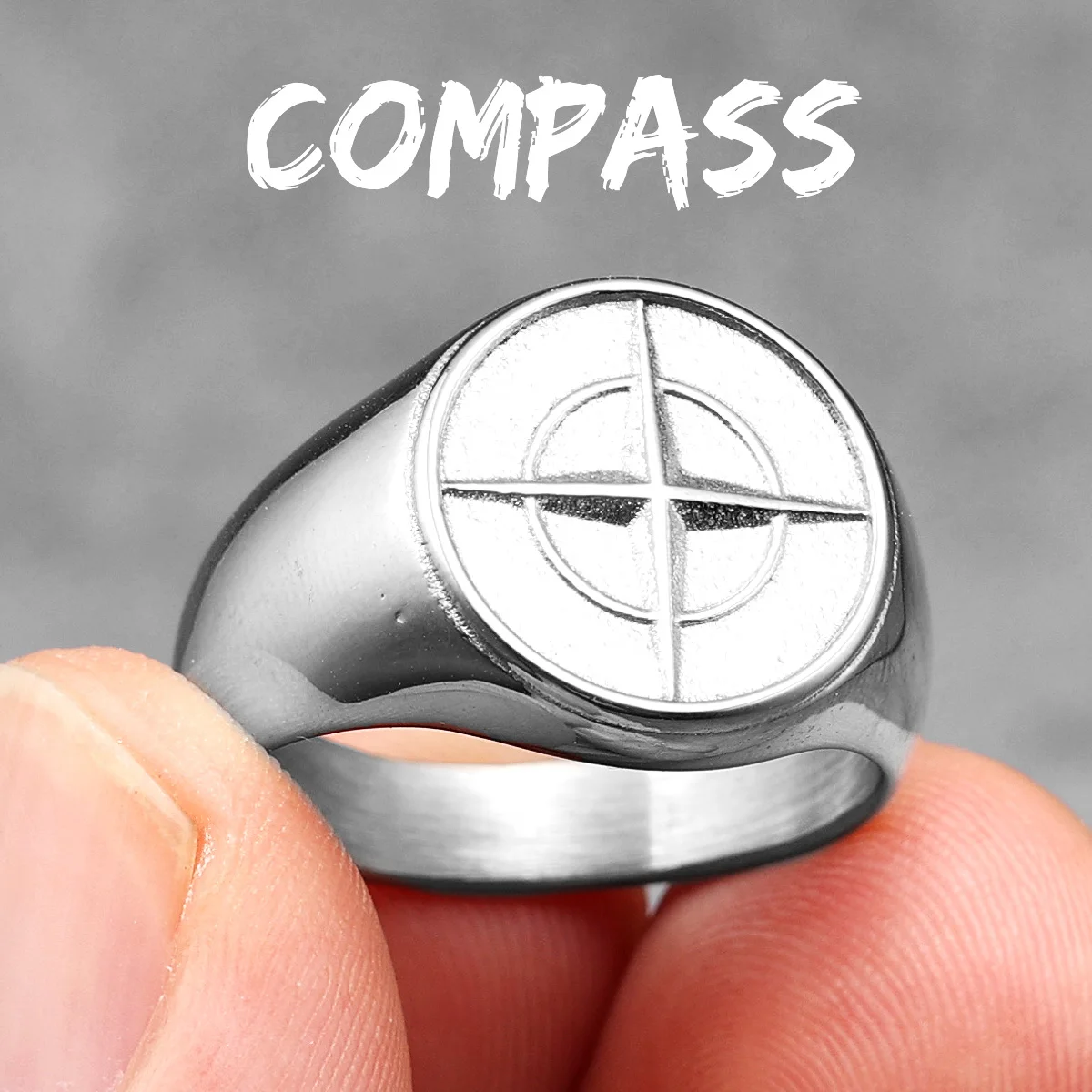 Compass Men Ring 316L Stainless Steel Star Polaris Ring Punk Rock Rap for Biker Male Boyfriend Mariner Jewelry Gift Wholesale