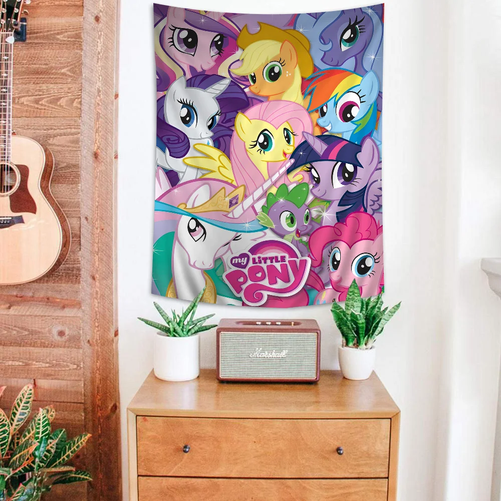 Cute M-My Cartoon P-Pony L-Little Anime Tapestry Hanging Tarot Hippie Wall Rugs Dorm Home Decor