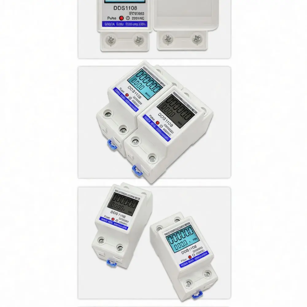 Single Phase Electricity Meter Digital Din Rail Wattmeter Energy Consumption Monitor Home Power Tracking Tool