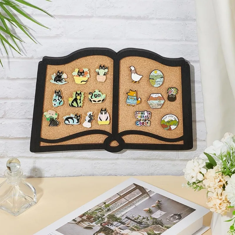 Pin Board Book Cork Board Bulletin Display Board 0.8inch Thick Wall Mounted Cork Board for Brooch Pin Storage Office Home