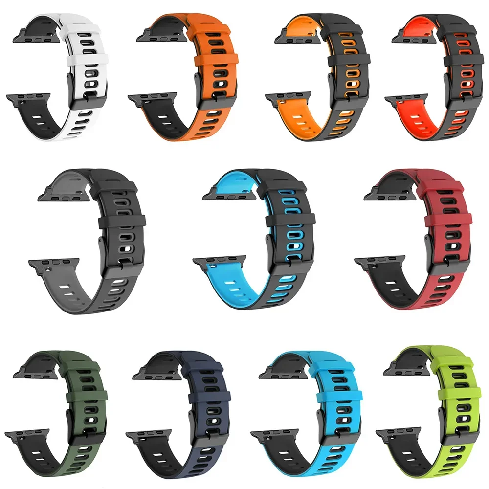 Silicone Watch Strap For Apple Watch Bands 44mm 40mm 49mm 45mm 41mm 38-42mm Sport Bracelet IWatch Series 8 se 9 7 6 5 4 3 Ultra2