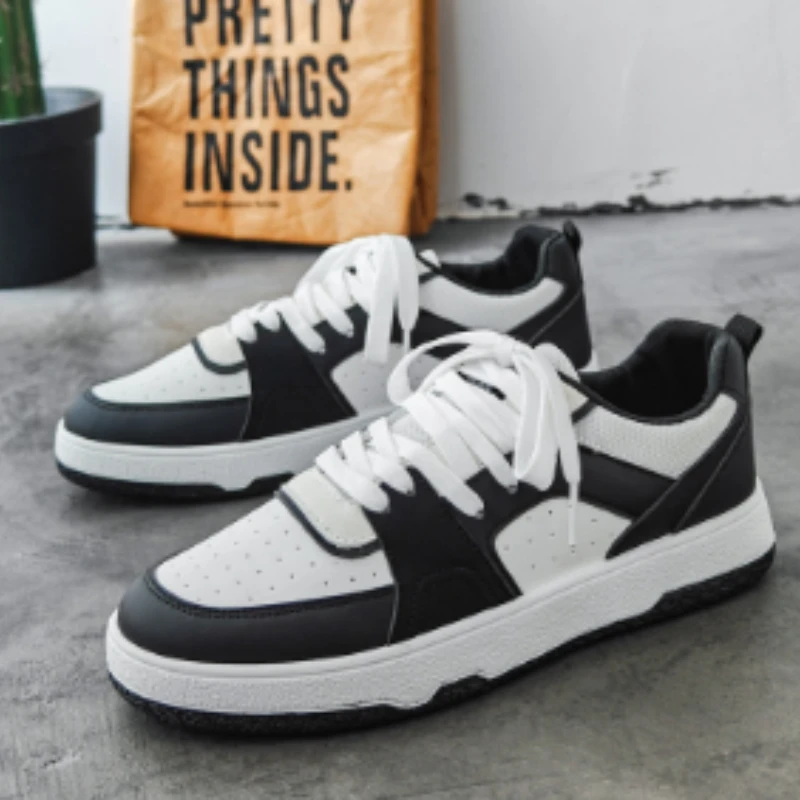 

Autumn New Men's Board Shoes Sport Casual Shoes Breathable Leather Surface Youth Trendy Versatile Thick Bottom White Men's Shoes