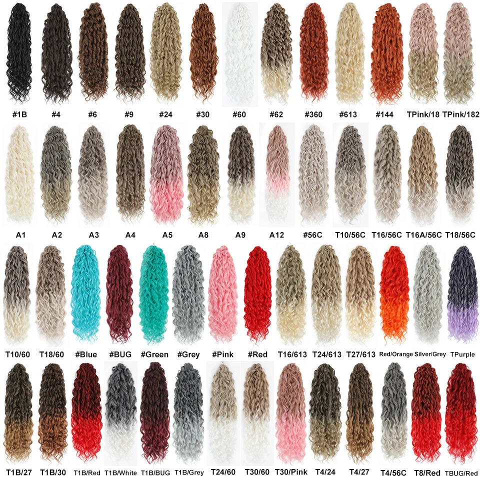 Pelo sintético con ondas de agua, pelo trenzado de ganchillo, Jessica Ombre, rojo, rosa, jengibre, extensión de cabello trenzado ondulado, Cosplay