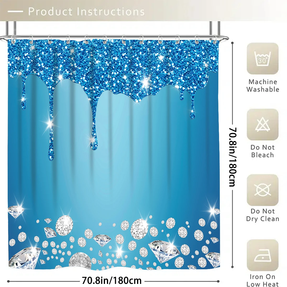 1/4 Piece Shower Curtain Set, Waterproof Bathroom Partition Curtain with Hooks, Anti-Slip Bath Rug, U Shape Mat, Toilet Seat Cov