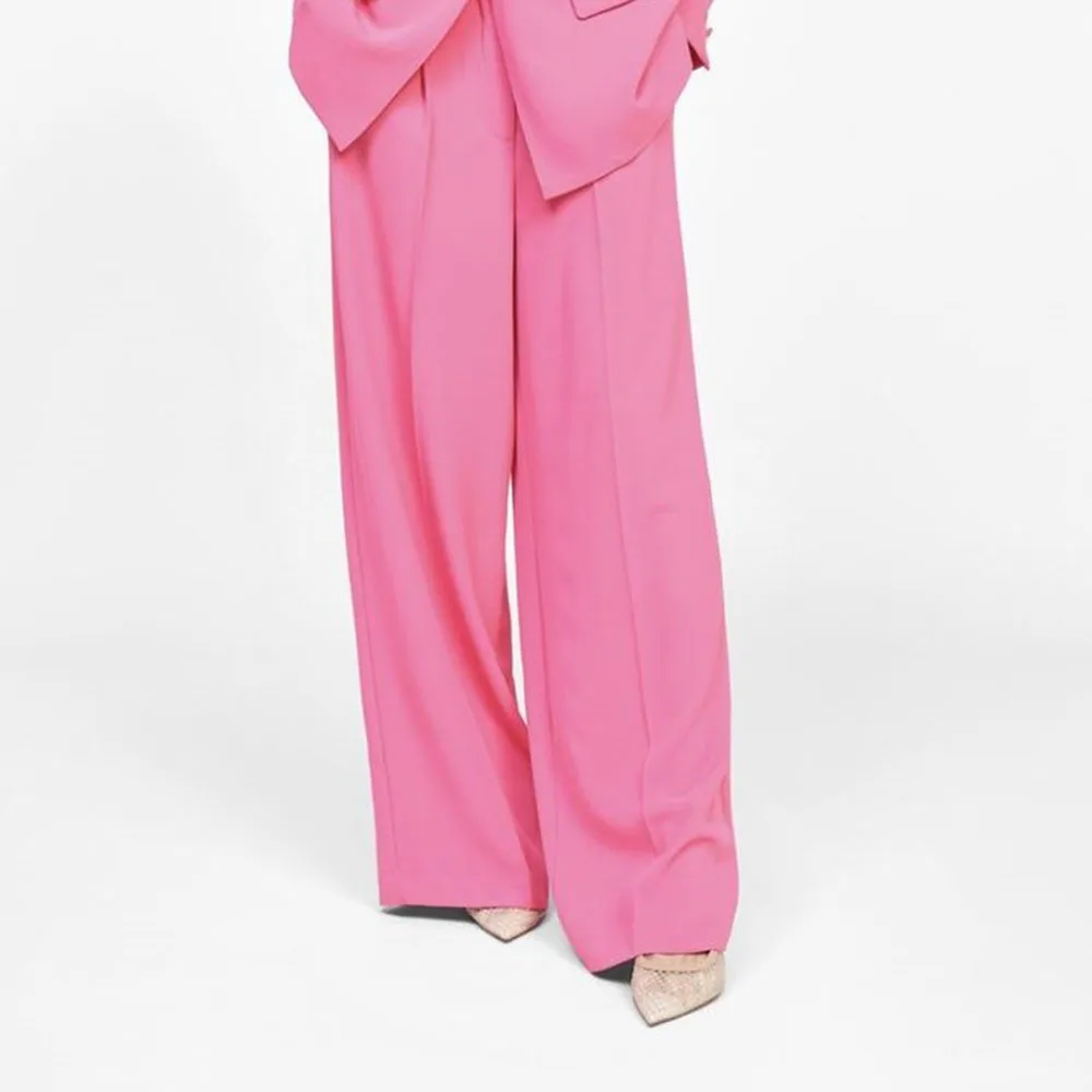 بدلة نسائية عصرية بزر واحد الذروة التلبيب سترة ذكية فضفاضة السراويل 2 قطعة مجموعة للمرأة صالح مكتب مأدبة سيدة السترة مجموعة