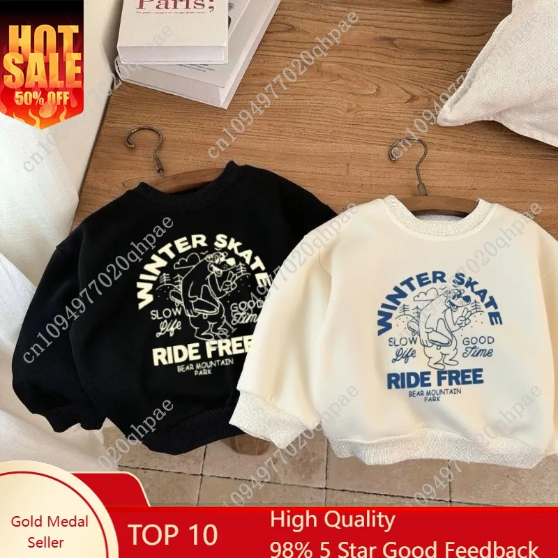 

Trendy Clothing Fashion Casual Long-sleeved Tops Cute Printing Round Neck Pullover Cartoon Sweatshirts For 1 To 6Years Child