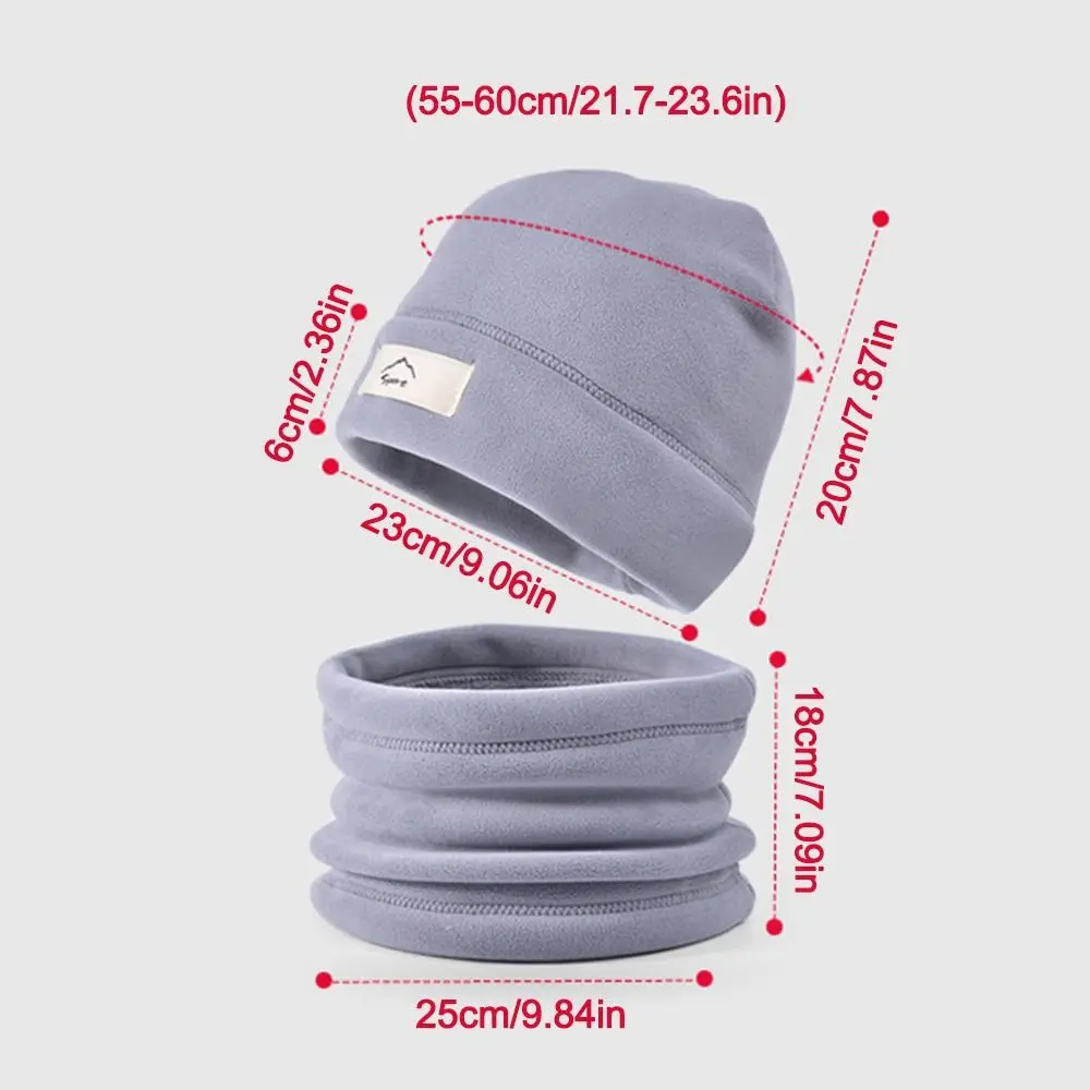 2 unids/set gorro de punto a prueba de viento conjunto de bufanda a prueba de frío gorro con protección para los oídos grueso calentador de cuello gorros cálidos de invierno para mujer