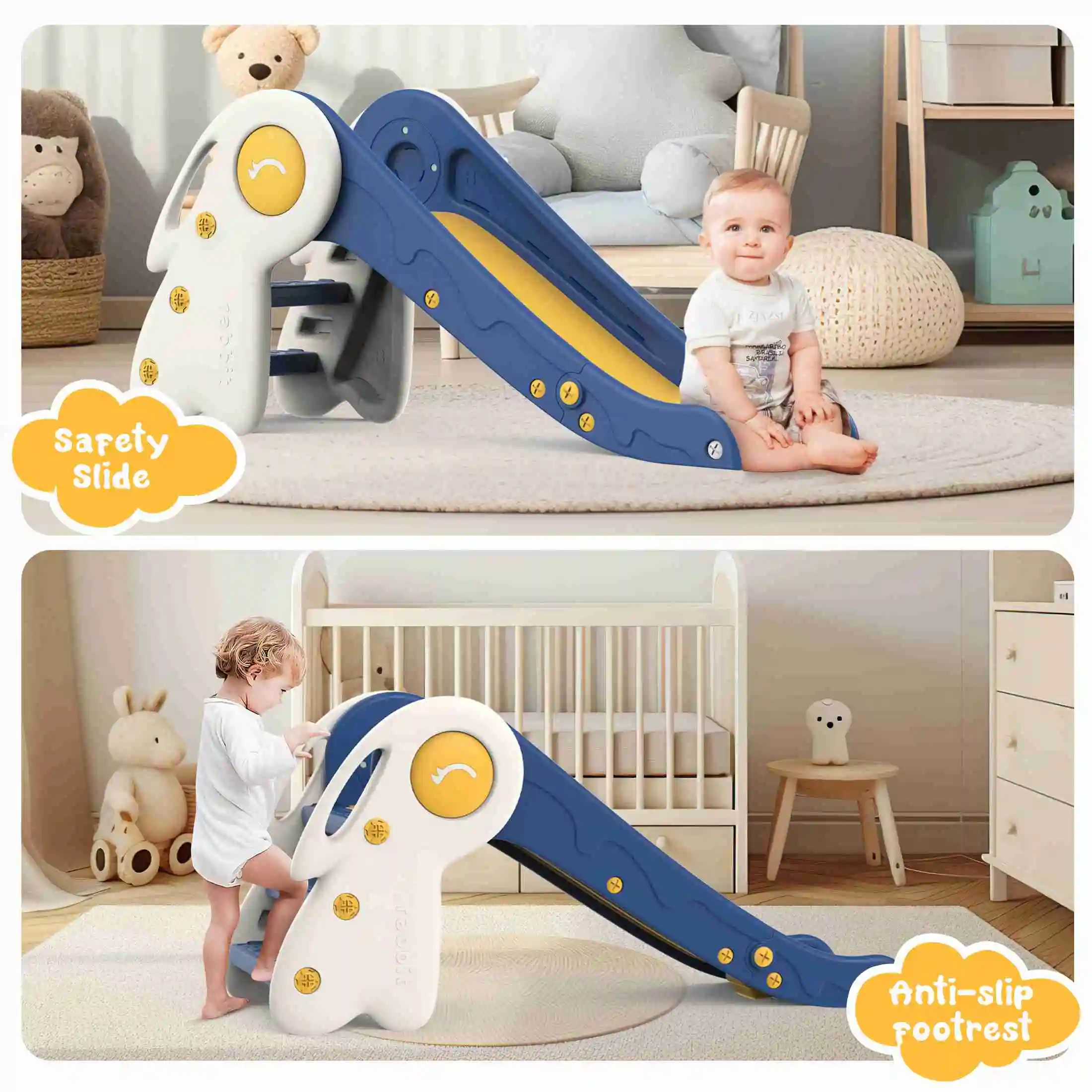 Perosotan Lipat Warna Merah untuk Balita, Terbuat dari Plastik PE, Ukuran Kecil, untuk Dalam dan Luar Ruangan, Cocok untuk Rumah, Halaman, dan Taman