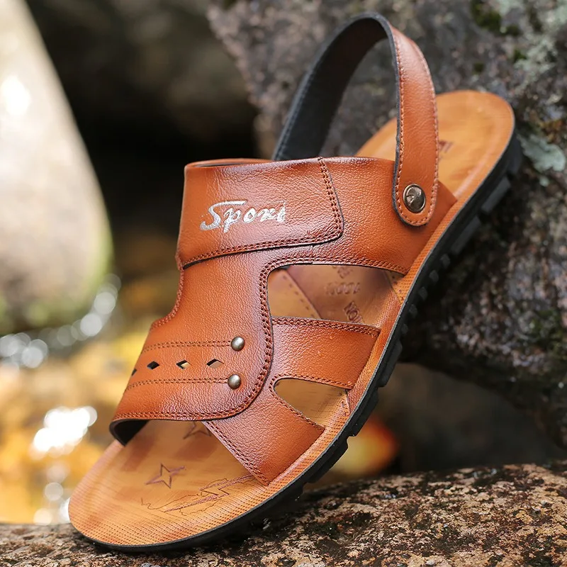designer leather sandals for man shoes summer slides beach sandal for man outdoor sandals sandalias hombre