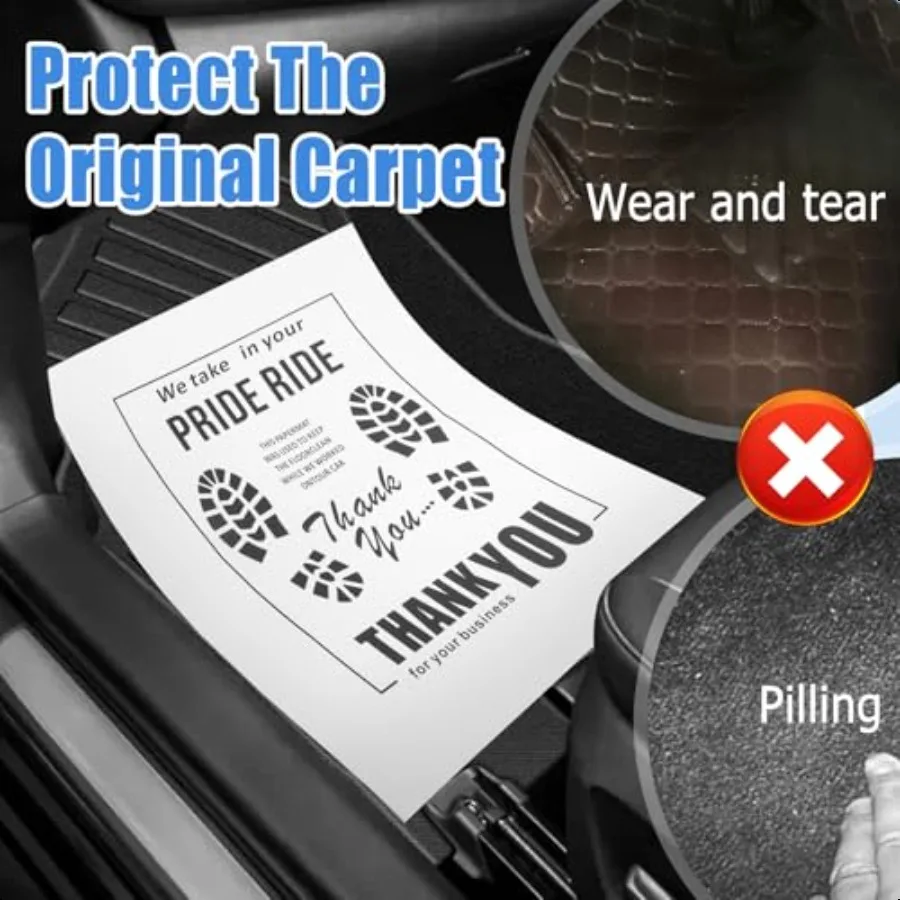 12PCS Paper Floor Mats for CarsThickened Papers Mat for Car Detailing with Thoughtful Slogans Cute Patterns Universal  Car Floo