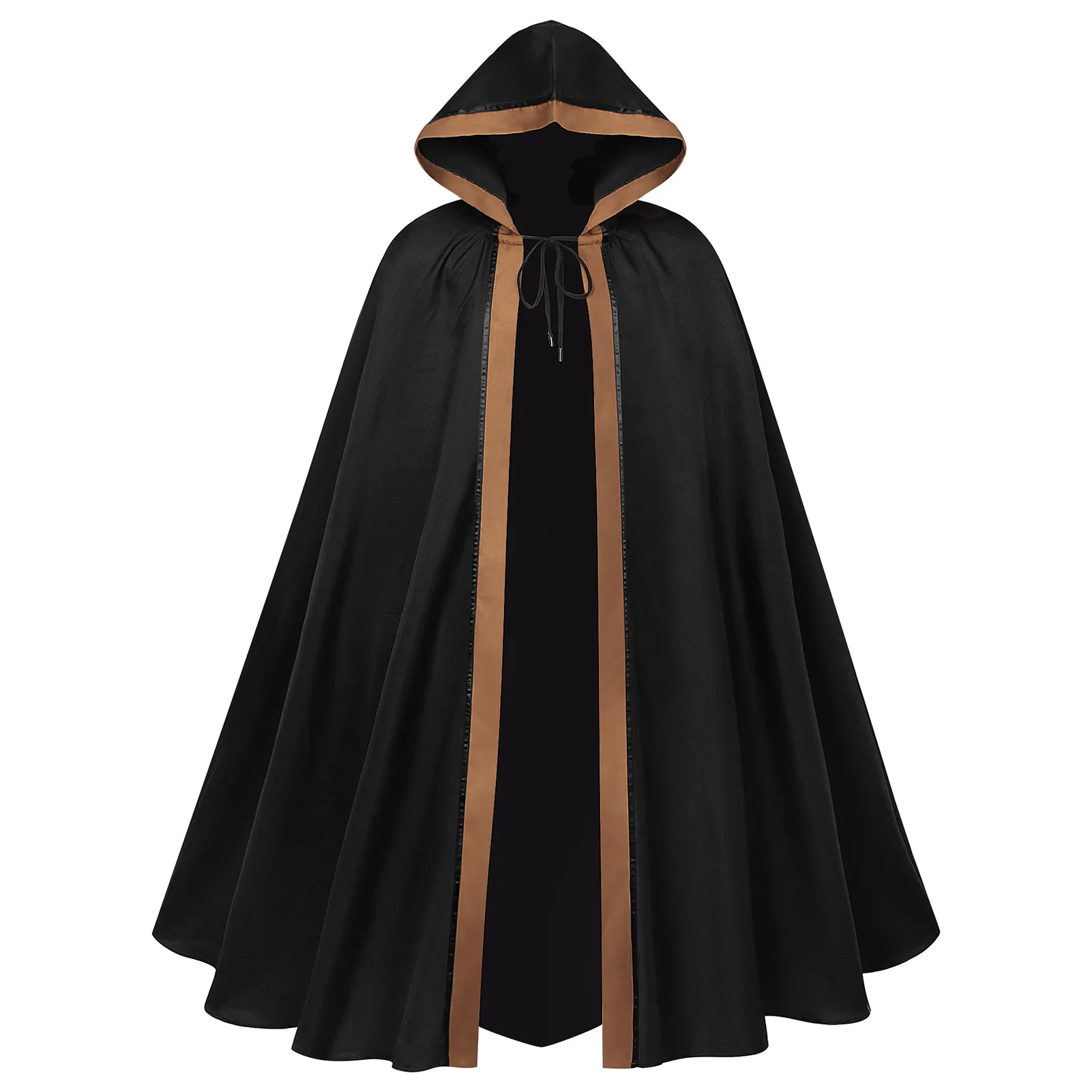 Mittelalterlicher Erwachsenen-Krieger-Umhang mit Kapuze, Unisex, Kontraststreifen, Zauberer-Robe, Halloween-Party, Festival, Cosplay-Kostüm 2026 – Detail 14