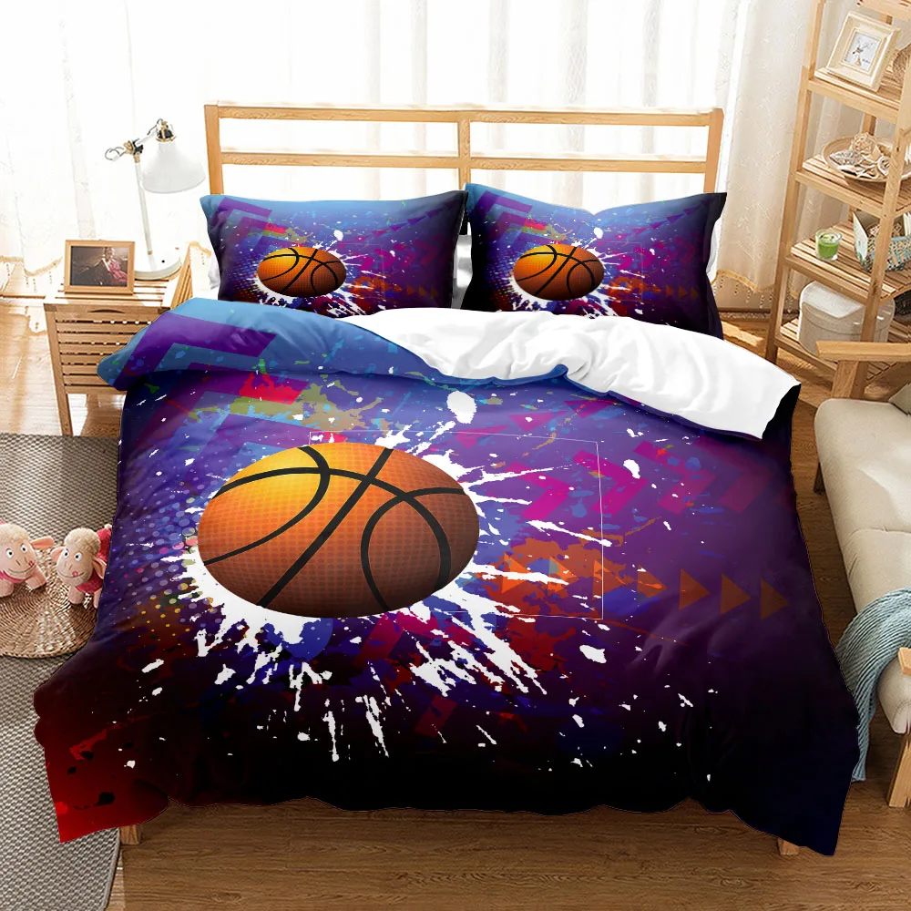 Poster Basketball Athlete Duvet Cover Set King Queen Double Full Twin Single Size Bed Linen Set