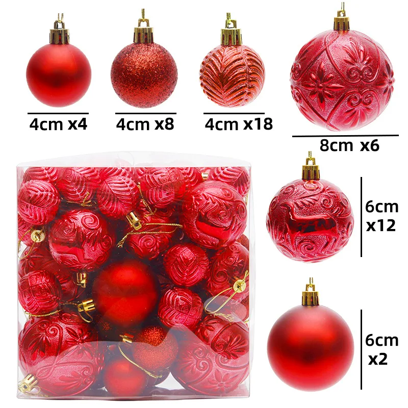 50pcs Christmas Ball Decoration Red Gold Silver Baubles Christmas Tree Hanging Ornament For 2025 Navidad Noel Xmas Party Pendant