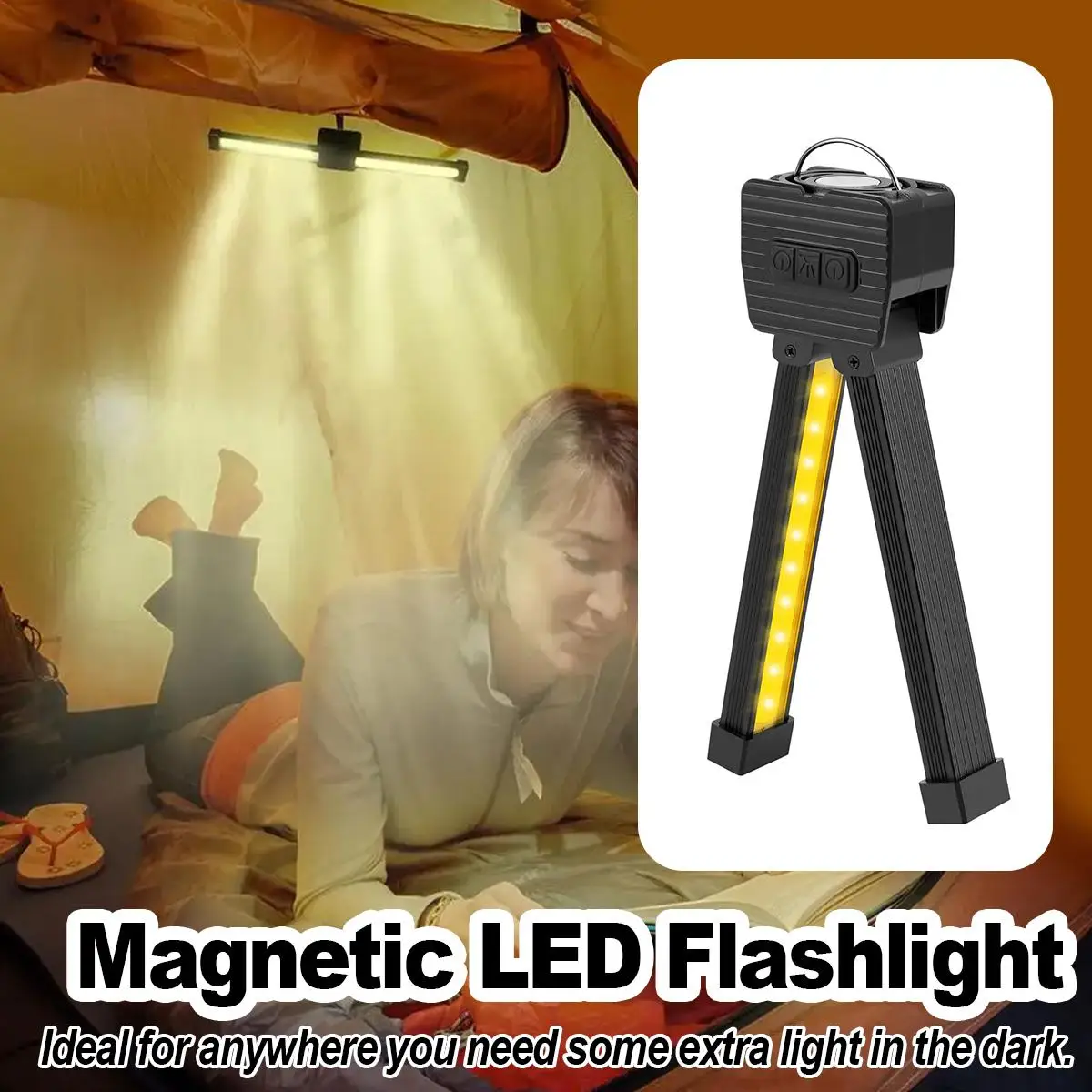 Foldable Led Work Light Dimming Flashlight Rotatable Cob Powerful Waterproof Magnetic Multifutional Working With Power Bank Hook