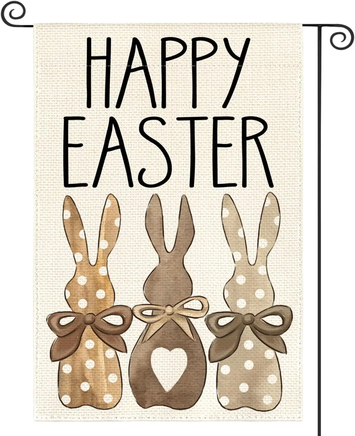 Happy Easter Polka Dot Rabbit Garden Flag 12x18 Inch Single-sided Printing Love Heart Bunny Bow Yard Outdoor Decoration