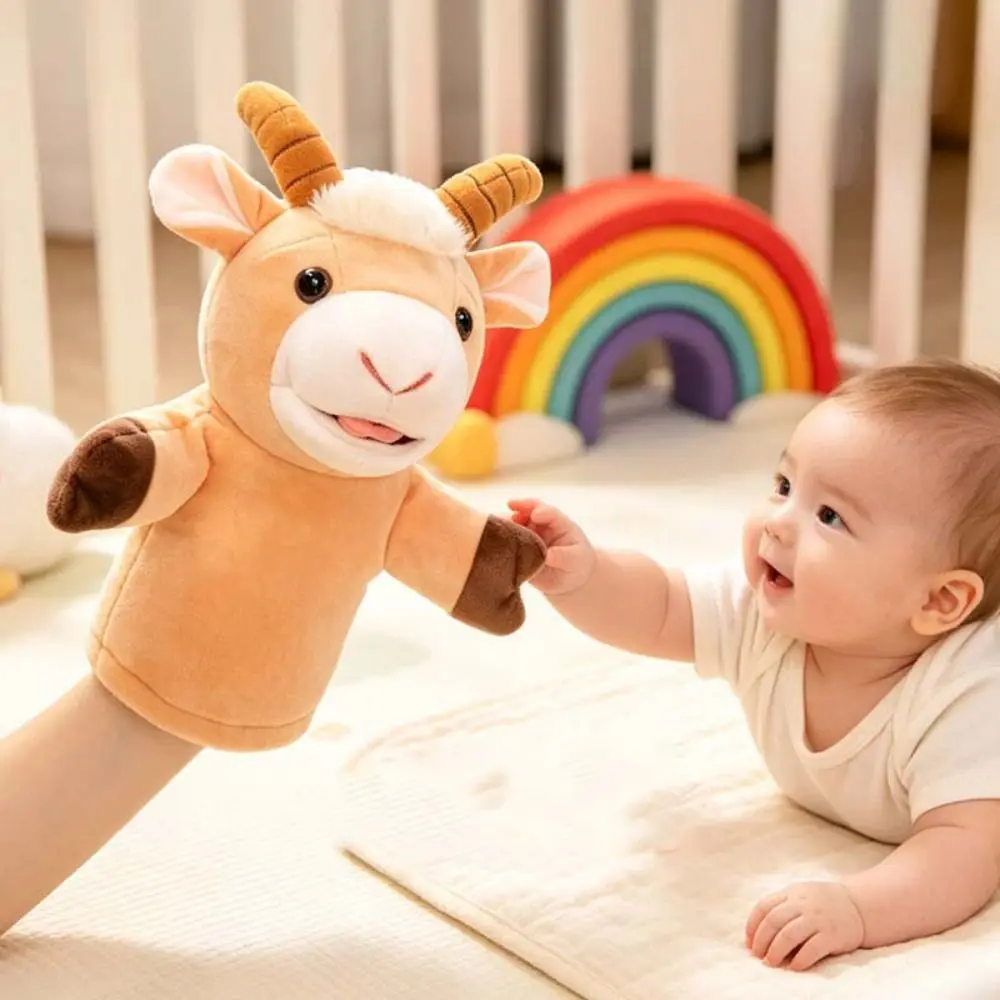 Amusing 25cm Goat Sheep Puppets Cartoon Cute Stuffed Hand Storytelling Soft Stuffed Animal Story Telling