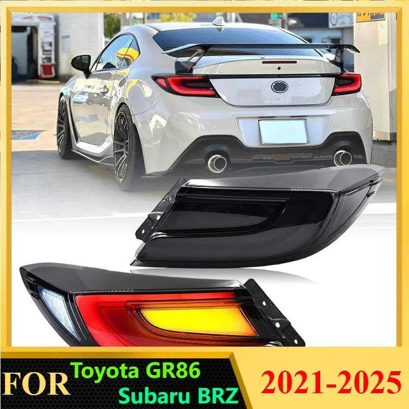 RGB Multicolor LED Tail Lights For Toyota GR86 Subaru BRZ 2021-2025 Clear Lens Rear Lamps with App Control Dynamic Light Show