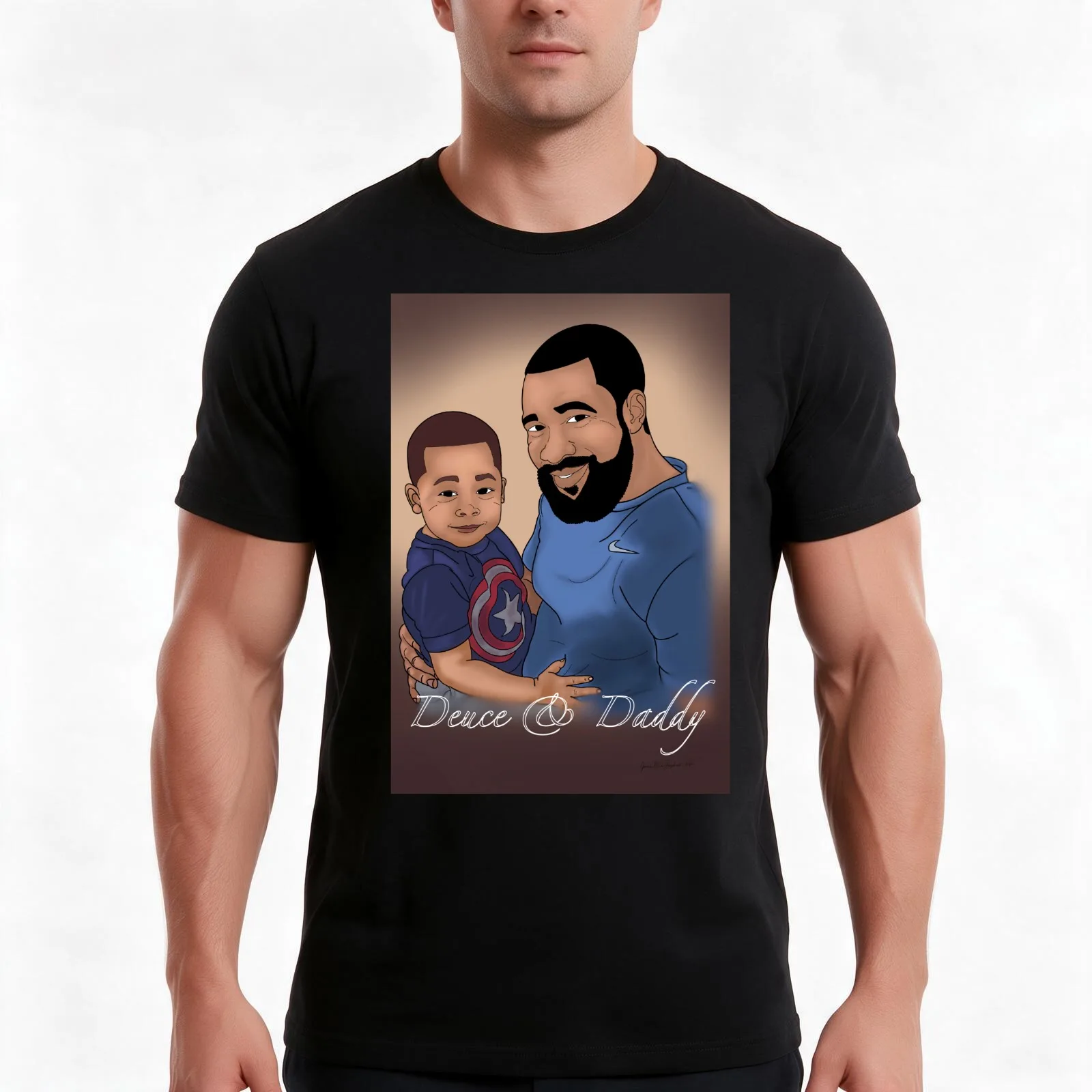 Deuce and daddy #2 T-Shirt, Summer Casual Cotton Tee, Oversized Streetwear Tops, Vintage Graphic Print, Loose Fit Short Sleeve