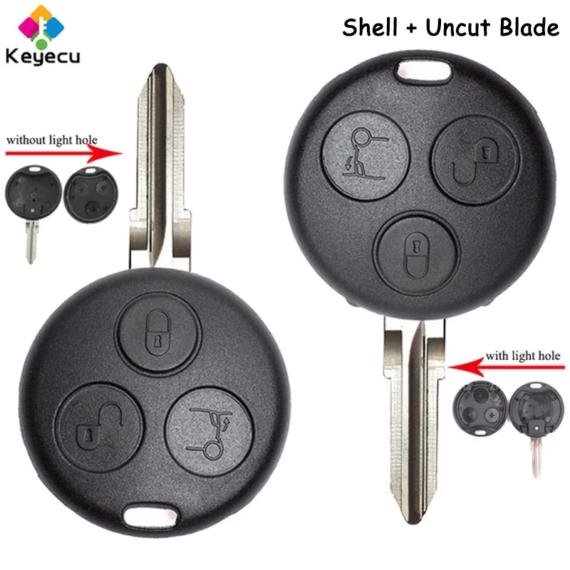 

KEYECU Replacement Remote Control Key Shell Case With 3 Buttons - FOB for Mercedes-Benz Smart Fortwo 450 Forfour 451 Roadstar