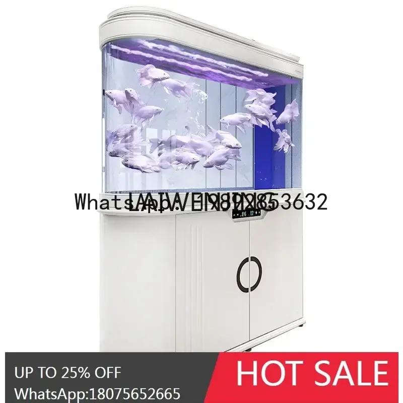 

large bullet Chinese ecological aquarium 1.2/1 meter curved goldfish tank screen