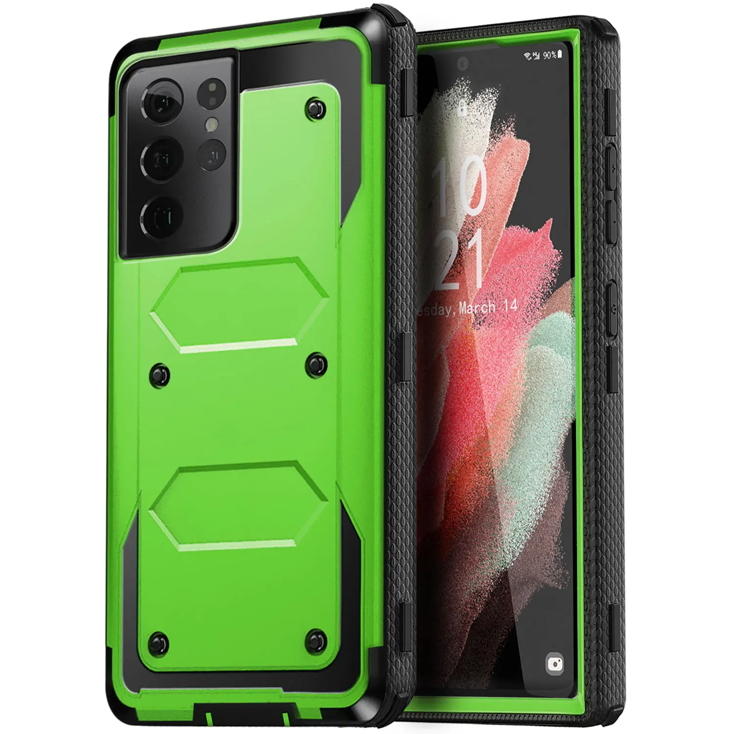 For Samsung Galaxy S21 Ultra S21+ S21 Plus S21 FE S21 5G Phone Case Shockproof Protective Heavy Duty Rugged Hybrid Cover Green