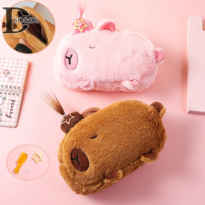 Capybara Large Capacity Pencil Bag Cartoon Stationery Holder Cosmetic Bags Multi-function Pen Bag Student Learning Supplies