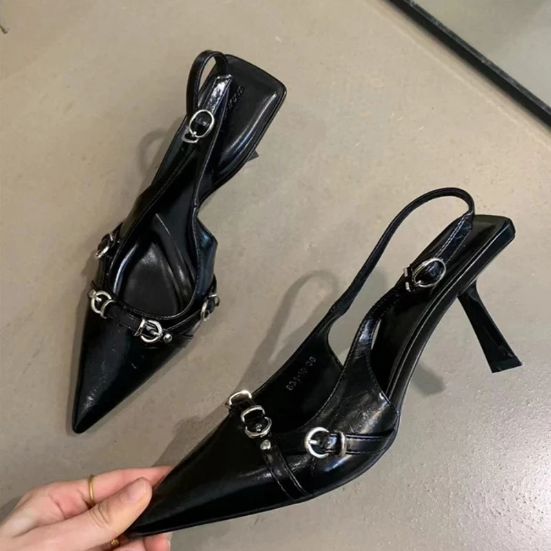 Women's Sandals 2025 Summer High Heel Sandals Dancing Party Pumps for Women Pointed Toe Sandals Fashion Shallow Singbacks Shoes