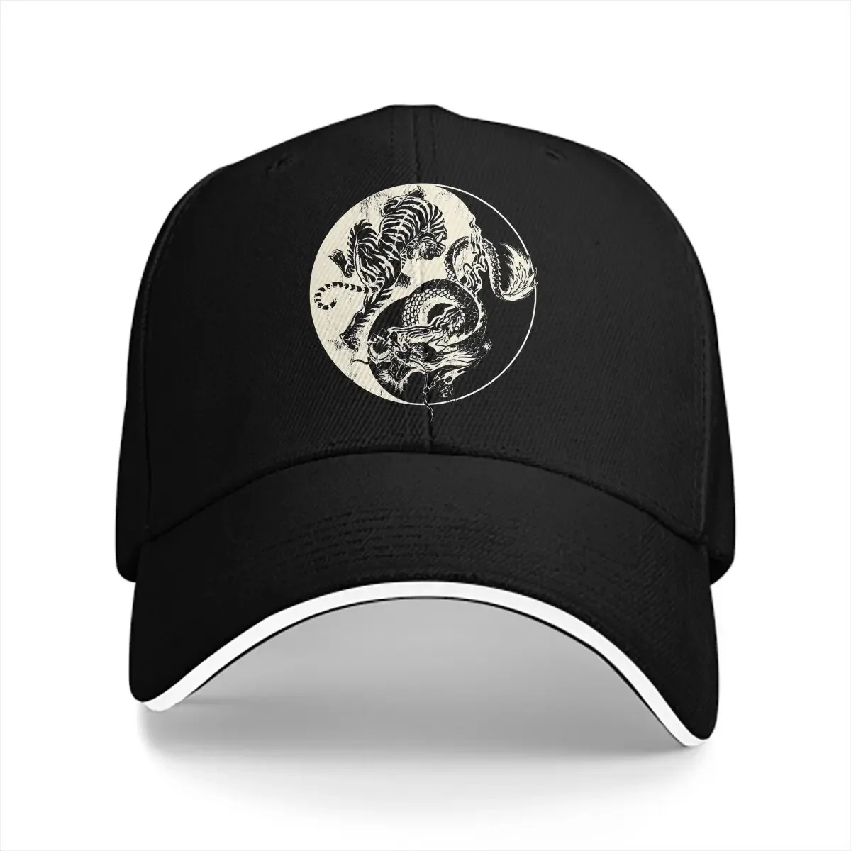 Summer Cap Sun Visor Dragon Vs Tiger Tattoo! Yin And Yang Beast Fight Hip Hop Caps YinYang Cowboy Hat Peaked Hats