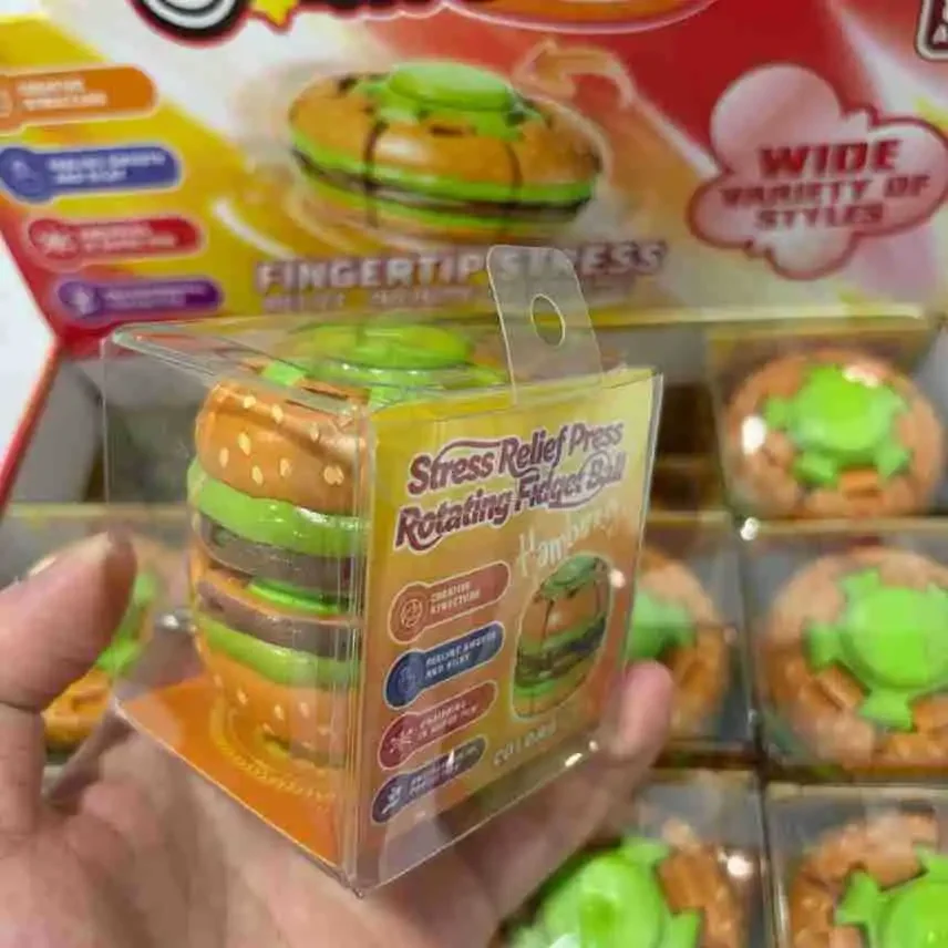 Creative Hamburger Pressing Deformed Fingertip Gyro Decompression Spinning Ball Boy Adult Vent Toy Supply