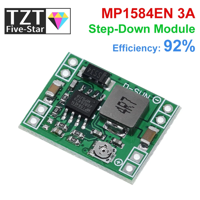 TZT Ultra-Small Size DC-DC Step Down Power Supply Module MP1584EN 3A Adjustable Buck Converter for Arduino Replace LM2596