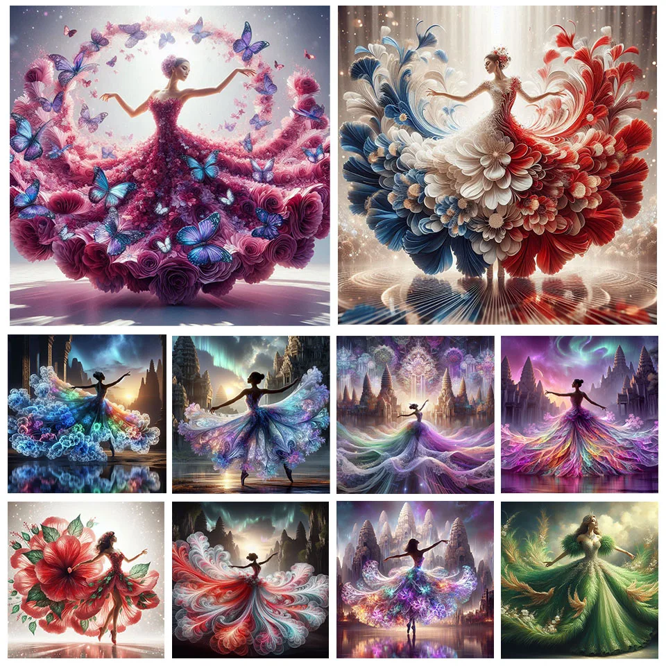 

Diamond Mosaic Diamond Painting DIY Ballet Picture Full Square Round Rhinestone Cross Stitch Handmade Hanging Painting